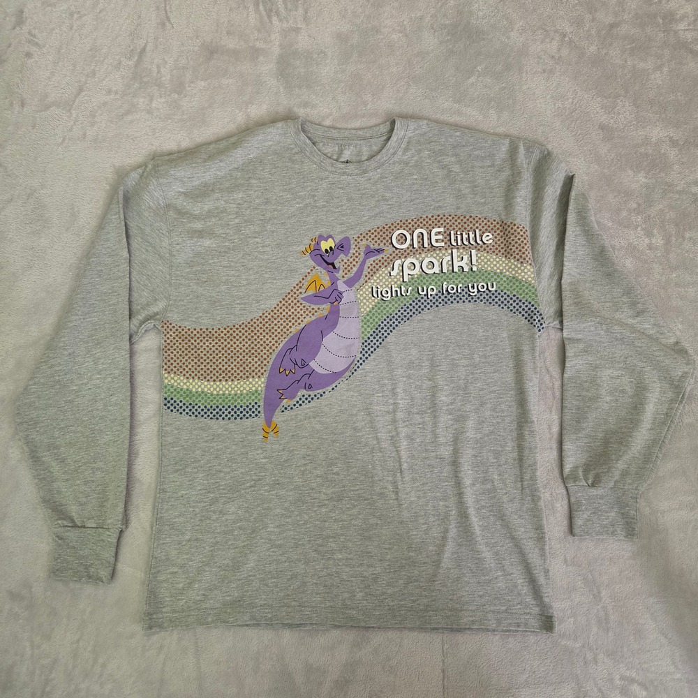 Disney Parks Figment One Little Spark Epcot Gray Long Sleeve Shirt Mens Medium